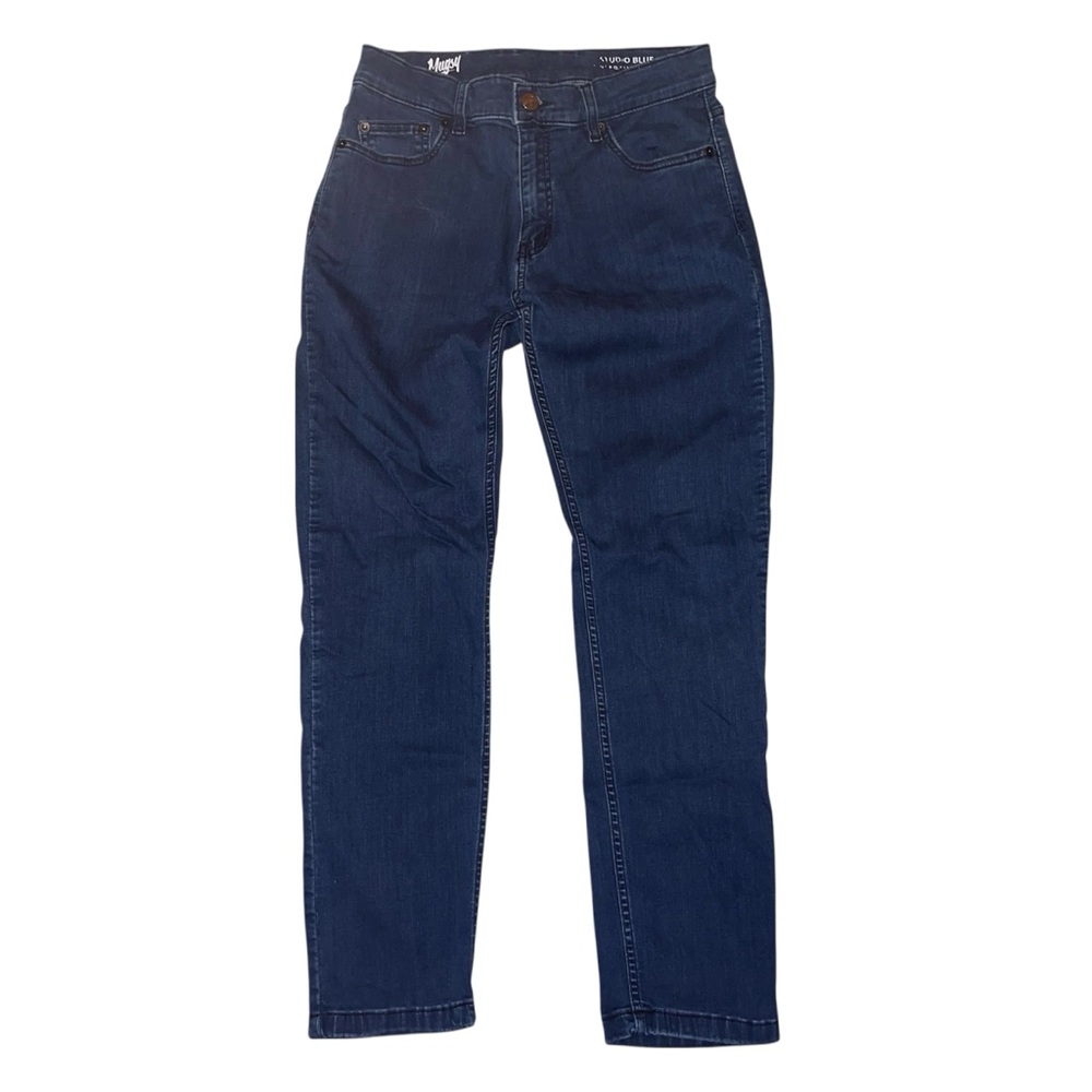 Mugsy Jeans Mens 33x30 Slim Straight Studio Blue Indigo Wash Denim (29x28.5)